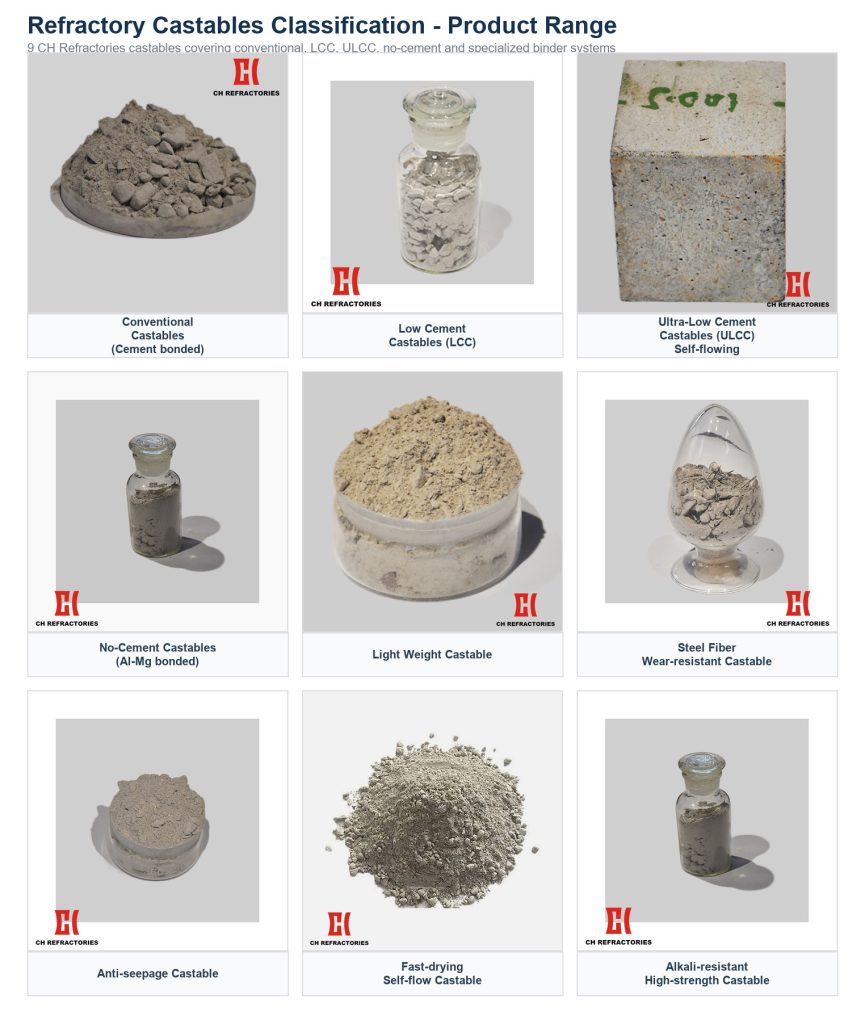 CH Refractories Castables Classification - 9 Product Grid