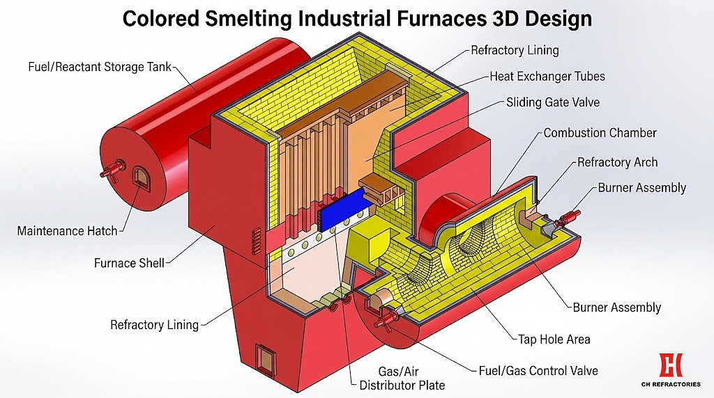 CH Refractories Colored Smelting Industrial Furnaces 3D Design