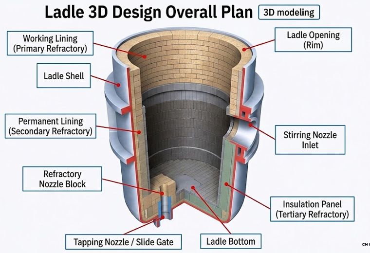 CH Refractories Ladle 3D Design Overall Plan