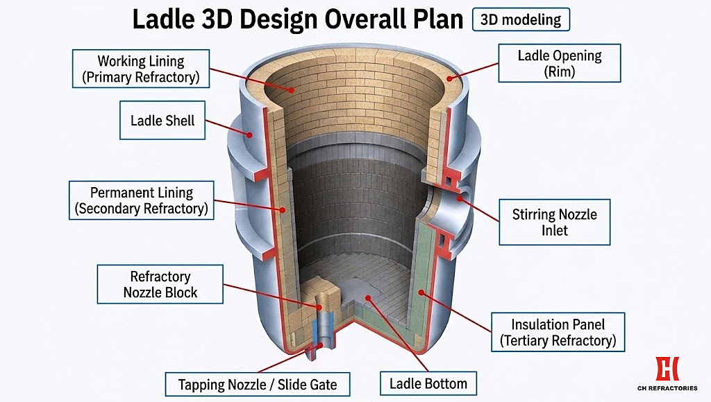 CH Refractories Ladle 3D Design Overall Plan